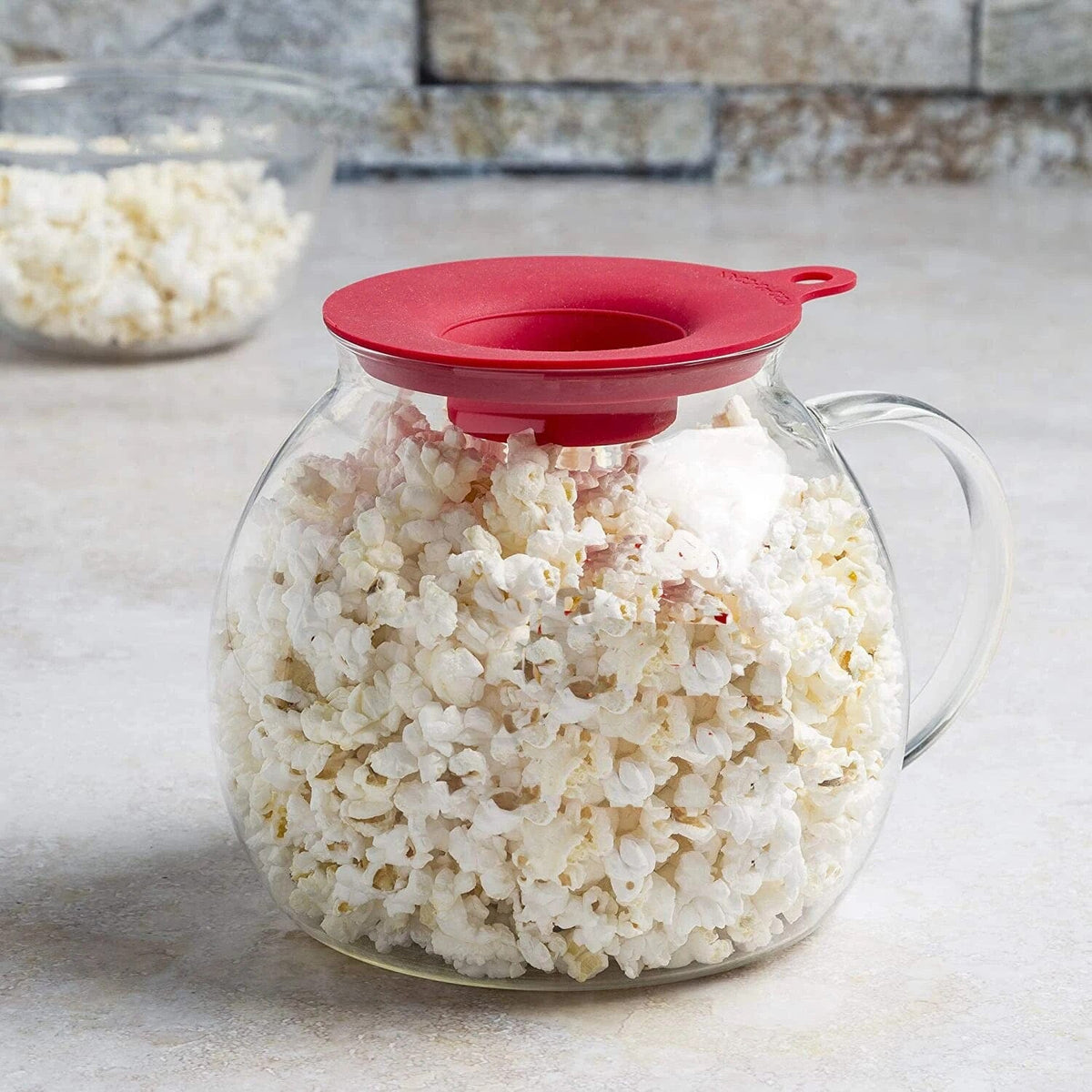 Microwave Glass Popcorn Popper, Borosilicate Glass, 3-in-1 Lid Measure–  SearchFindOrder