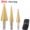 SearchFindOrder 3PC 4-12 4-12 4-20 / Hexagonal Titanium Pro Cut Precision Step Drill Set