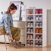 SearchFindOrder 6-Tier Stackable Sneaker Storage: Transparent, Dustproof, Foldable Shoe Boxes