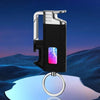 SearchFindOrder Black 2 Multifunctional Metal Keychain Windproof Jet Blue Flame Lighter with LED