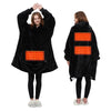 SearchFindOrder Black Oversized Blanket Hoodie with Sleeves, Pocket, and Heating