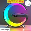 SearchFindOrder Black with US plug Wireless Charging Stand with Alarm Clock, Speaker, and LED Light for Mobile Devices