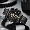 SearchFindOrder Exquisite Luxury Men's Sports Quartz Watch, Waterproof, Leather Strap, Chronograph, Luminous, Square Skeleton Dial