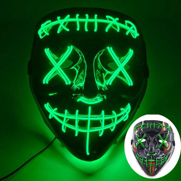 SearchFindOrder Green LED Light-Up Halloween Mask