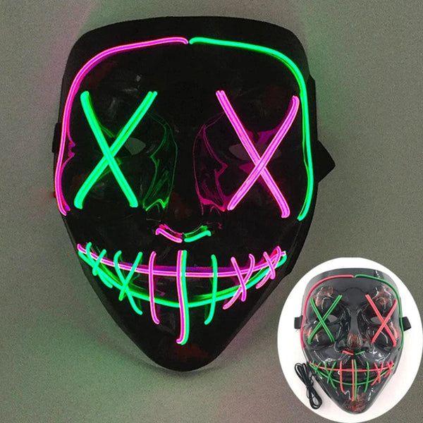 SearchFindOrder Green & Pink LED Light-Up Halloween Mask