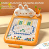 SearchFindOrder Magnetic Bunny Canvas Interactive Drawing Set with Carrot Pen Creative Reusable Sketching, Colorful Beads, and Doodle Pad for Kids