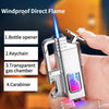 SearchFindOrder Multifunctional Metal Keychain Windproof Jet Blue Flame Lighter with LED