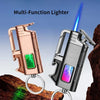 SearchFindOrder Multifunctional Metal Keychain Windproof Jet Blue Flame Lighter with LED