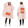 SearchFindOrder Pink Oversized Blanket Hoodie with Sleeves, Pocket, and Heating