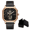 SearchFindOrder QT2471 with box Exquisite Luxury Men's Sports Quartz Watch, Waterproof, Leather Strap, Chronograph, Luminous, Square Skeleton Dial