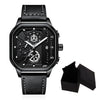 SearchFindOrder QT2472 with box Exquisite Luxury Men's Sports Quartz Watch, Waterproof, Leather Strap, Chronograph, Luminous, Square Skeleton Dial