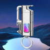 SearchFindOrder Silver Multifunctional Metal Keychain Windproof Jet Blue Flame Lighter with LED