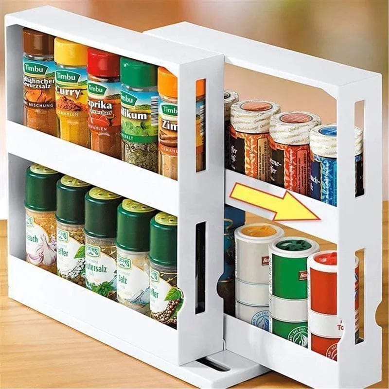 Kitchen Cabinet Sliding Spice Rack Organizer Just Pull Rotate