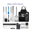 SearchFindOrder 26pcs Apron The Ultimate Apron with 35pcs Stainless Steel BBQ Tool Set