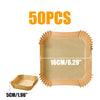 SearchFindOrder 50Pcs 16cm Square Brown Oil-Proof Water-Proof Disposable Non-Stick Air Fryer Paper Liner Paper