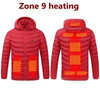 SearchFindOrder 9 Heated Areas Red / XXL Winter Outdoor Electric Heating Jacket