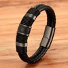 SearchFindOrder Black / 21cm Woven Leather Stainless Steel Bracelet