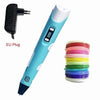 SearchFindOrder Blue 3D Pen with EU Plug 3D Drawing Print Pen