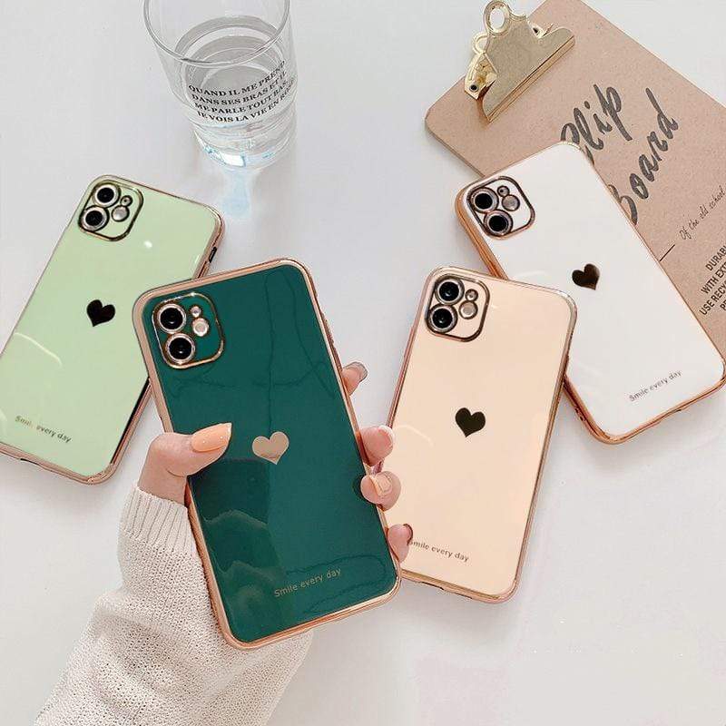 Electroplated Heart Clear Pink IPhone Cases for Iphone 11 Pro Xs X
