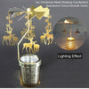 SearchFindOrder christmas Gold Reindeer Candle Holder Christmas Candle Holder Rotary Spinning Carousel Light