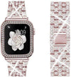 SearchFindOrder Jewelry & Watches Rose pink-Case / 38mm Women Bling Diamond Strap With Case for Apple Watch