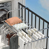 SearchFindOrder Stainless Steel Foldable Balcony Clothes Hanger and Shelf