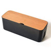 SearchFindOrder Wood & Black Power Bar & Cable Storage Box