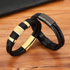 SearchFindOrder Woven Leather Stainless Steel Bracelet