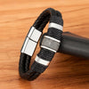 SearchFindOrder Woven Leather Stainless Steel Bracelet