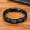 SearchFindOrder Woven Leather Stainless Steel Bracelet